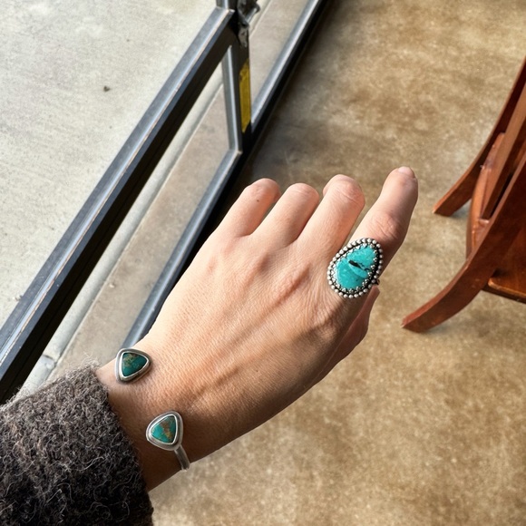 Turquoise Silver Open Cuff Bracelet - Picture 2 of 4